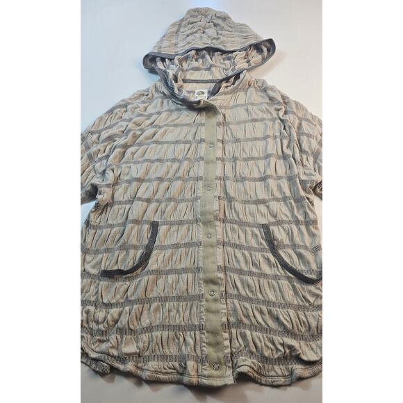 Tiny Anthropologie Cirrus Hoodie Jacket neutral Tan Metallic S shaket crinkle - Picture 3 of 8